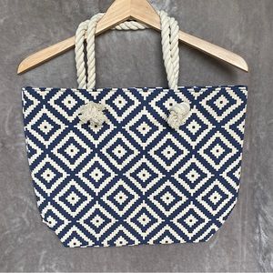 🎉NWOT Summer & Rose Canvas Tote🎉, Navy/Cream